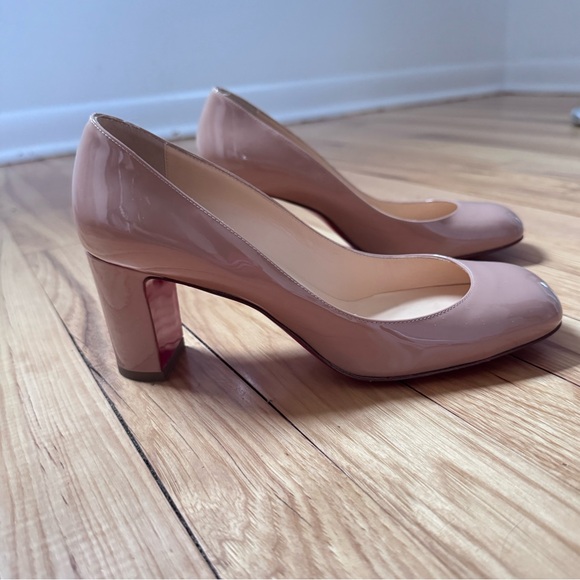 Christian Louboutin Cadrilla 70mm Patent Nude Block Heel Pumps, size 36.5 - Picture 2 of 13